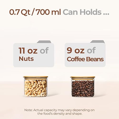 Miniatura 3 de ComSaf Recipientes de almacenamiento de vidrio rectangulares de 0.7 cuartos de galón con tapas, frascos de vidrio con tapas de bambú, tarro