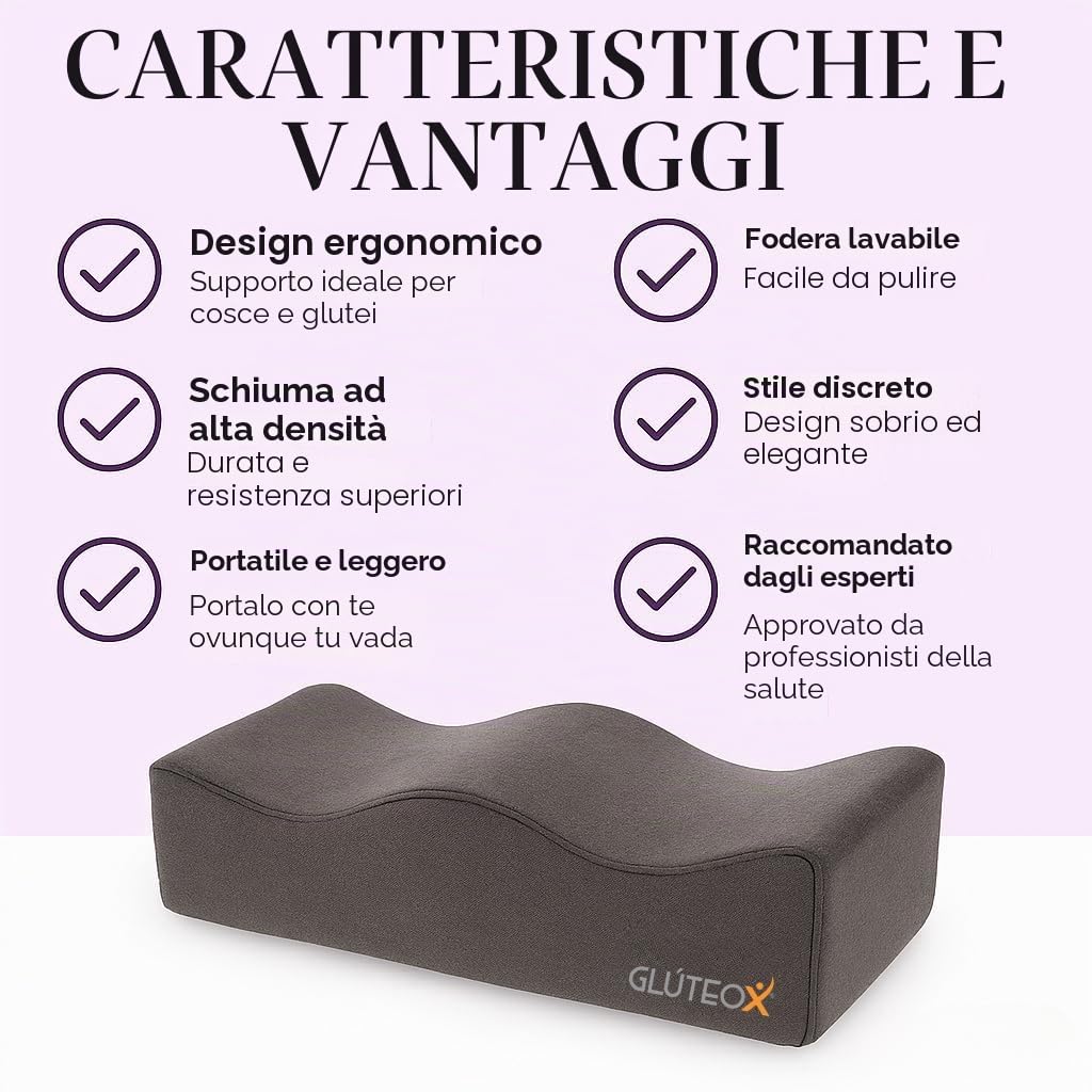 Cuscino per glutei – Cuscino ergonomico per silhouette definita e posizione BBL – Ideale per esercizi, yoga e pilates – Comfort e stile a casa, ufficio o auto – Made in Spagna