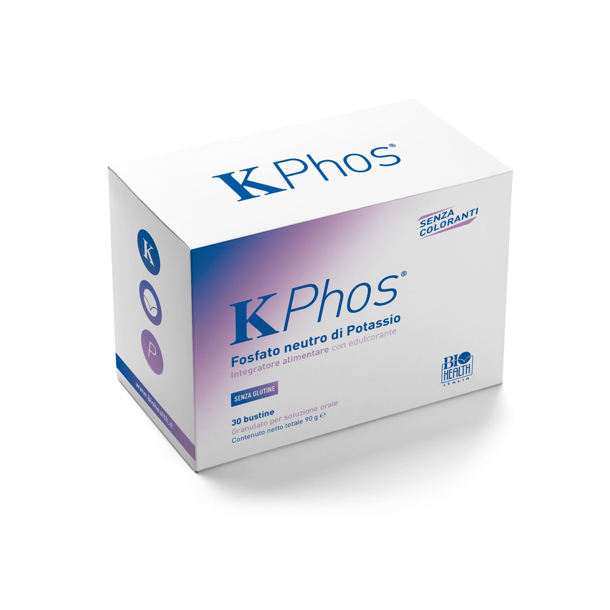 KPhos - Integratore a Base di Fosforo (500 mg) e Potassio (1.000 mg) x 2 Bustine per Integrazione in Caso di Carenze o Aumentato Fabbisogno, Integratori Gluten Free al Gusto Agrumi, 30 Bustine da 3gr