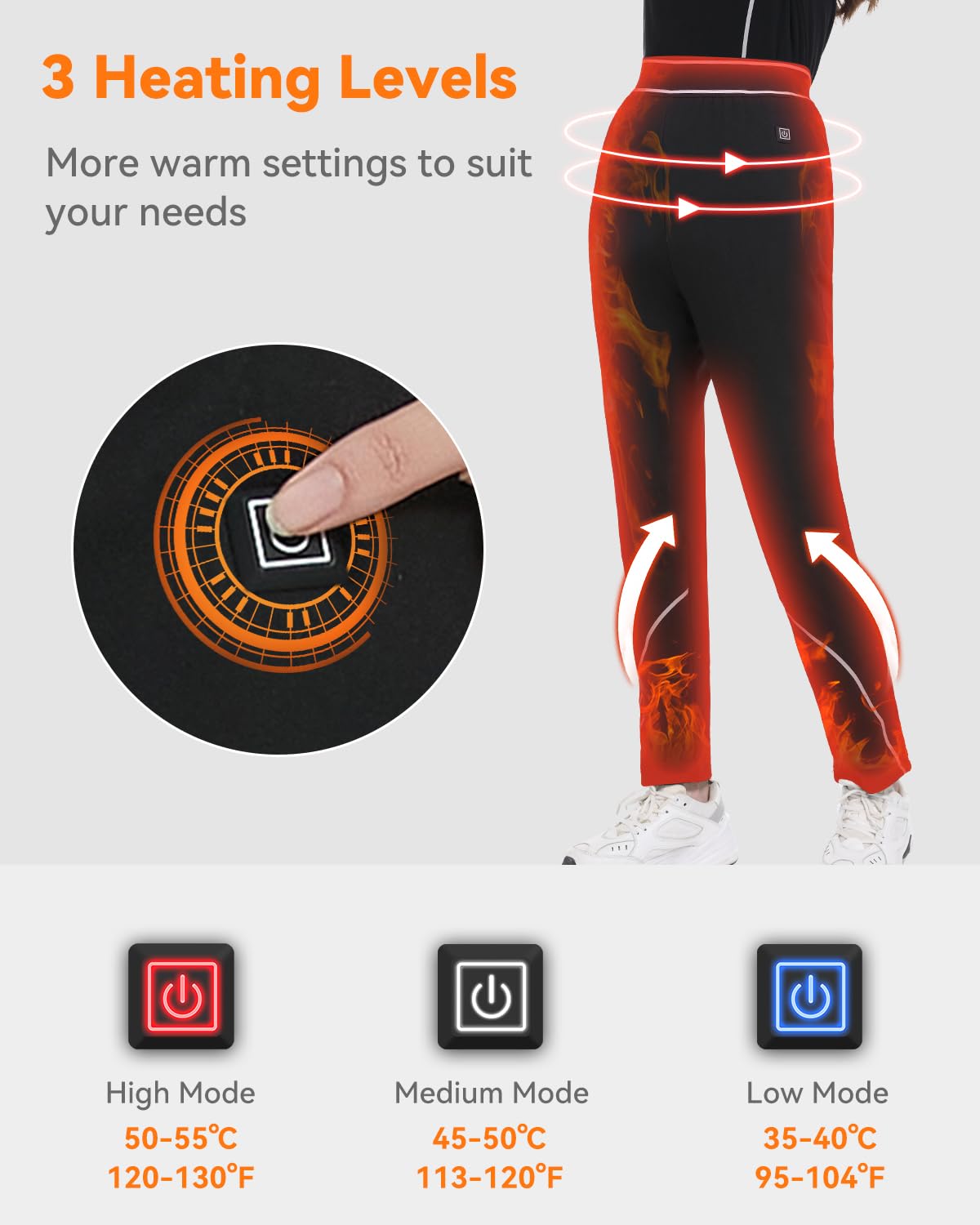 FERNIDA Sous-vêtements thermiques chauffants, pantalon chauffant, leggings thermiques avec batterie externe, sous-vêtements thermiques pour femme, pantalon chaud, 8 coussins chauffants