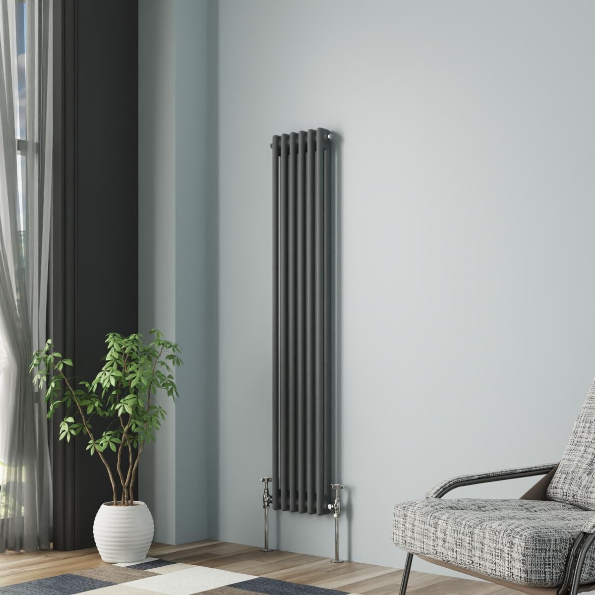 NRG Column Radiator Anthracite 1500x290mm Double Cast Iron Rads