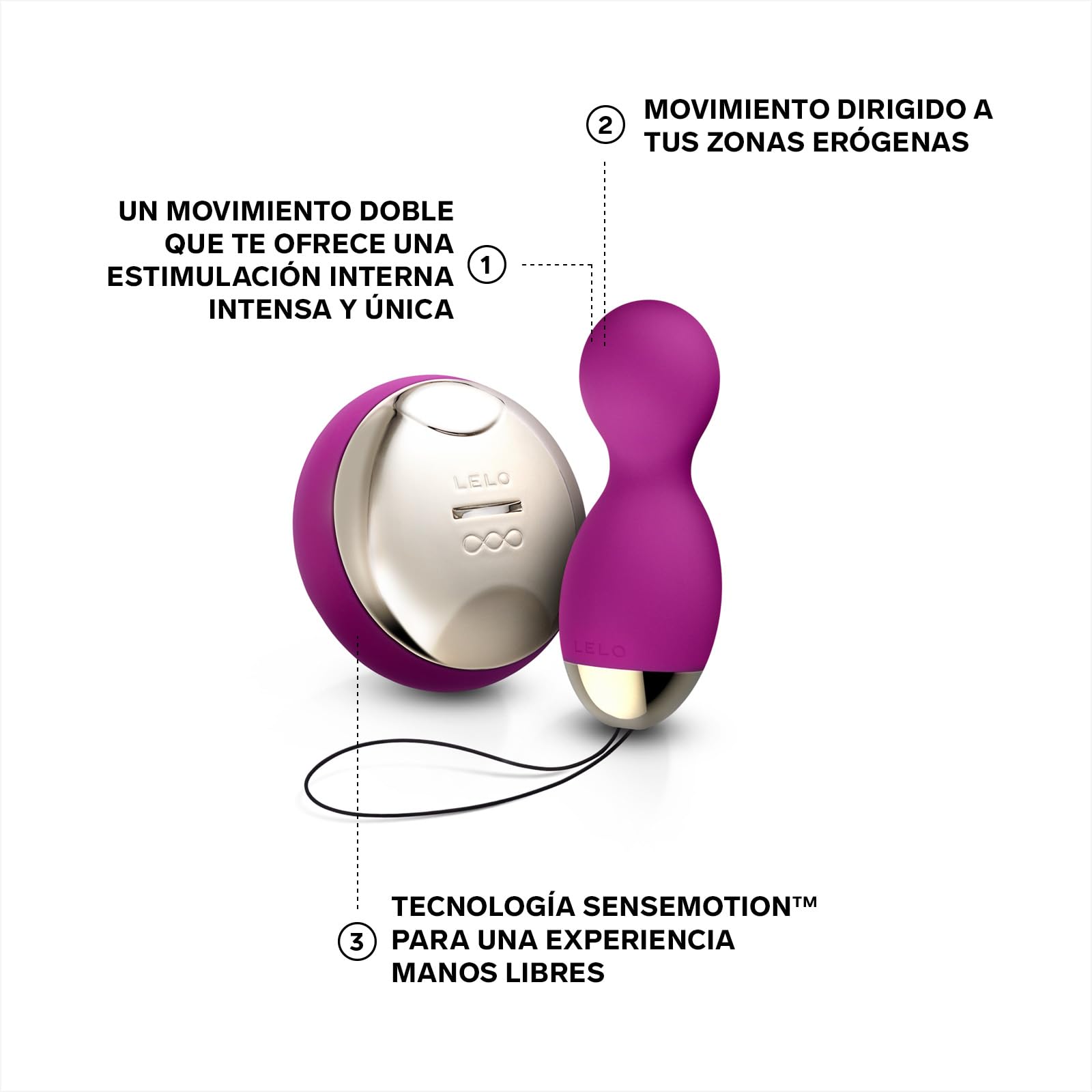 LELO HULA Beads: Bolas Chinas Vibradoras con Control Remoto, Uno de los Juguetes Sexuales más originales, estas Bolas Vaginales giran, rotan y vibran, Deep Rose