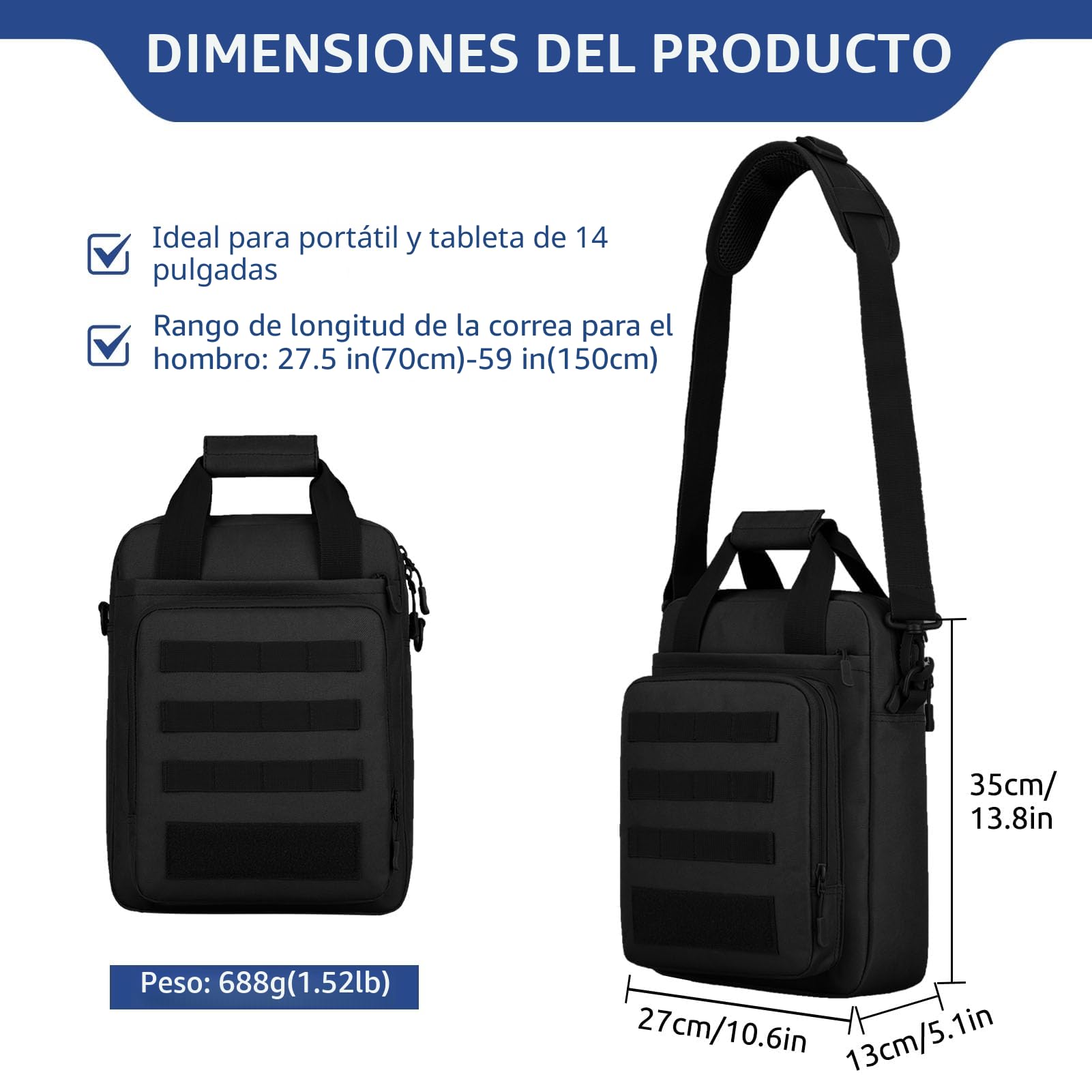 ZHIERNA Táctical Bolso Bandolera Táctico para Hombre Bolsa de Hombro Bolsa de Mensajero Impermeable Bolsa de Pecho Molle Oxford Bolso para Trabajo Cazar Acampada Camping Senderismo Trekking