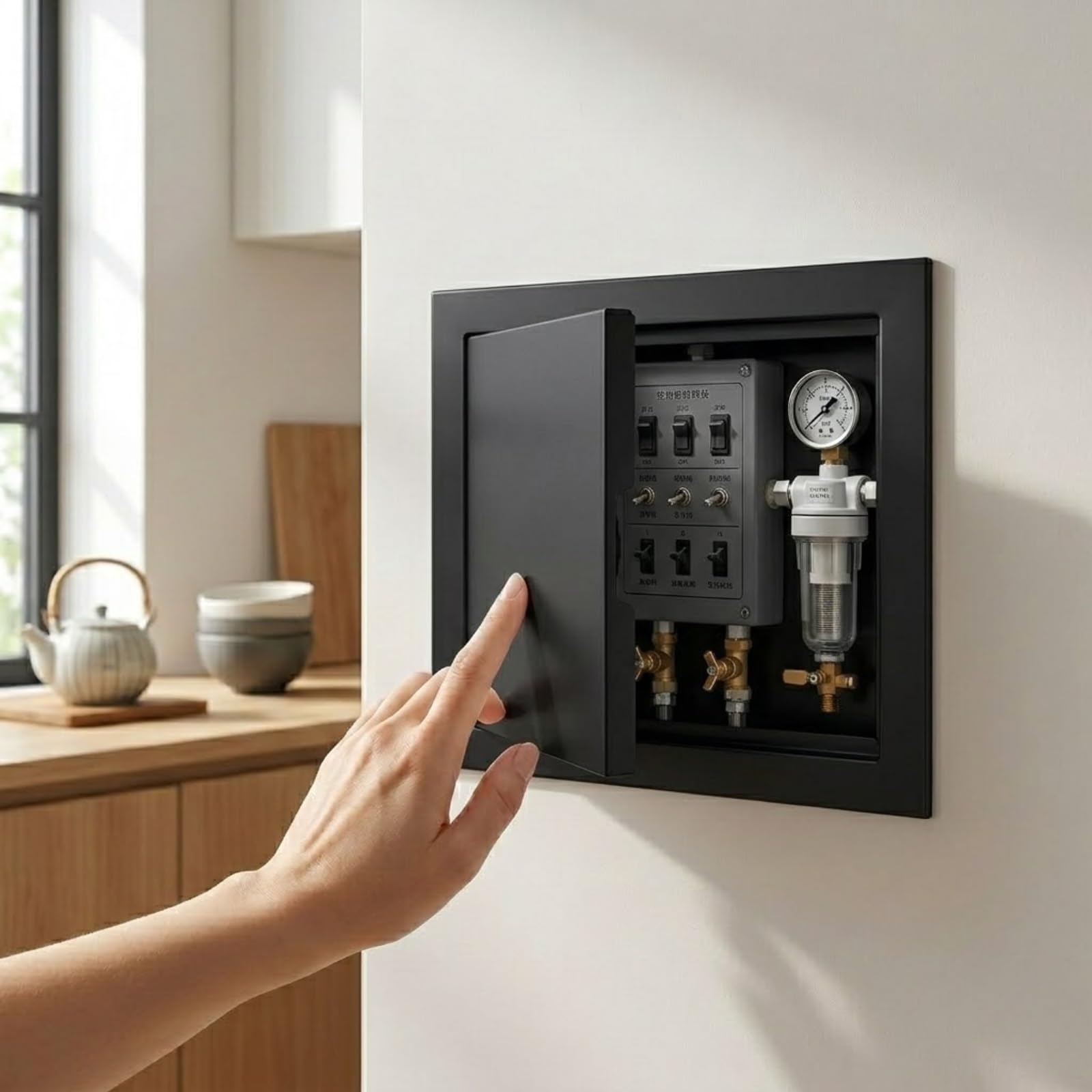 Yqyhnb Black Aluminium Access Panel 300X300mm, Flush Fit Inspection Hatch For Drywall, Wall And Ceiling, Push-To-Open Maintenance Door, Paintable Concealed Service Hatch(,16X24in)