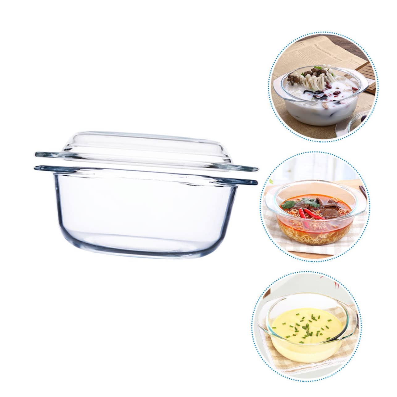 STOBAZA Hitzebeständige Glas-suppenschüssel Mit Abnehmbarem Deckel Backofen Mikrowellengeeignet Kratzfestes Lebensmittelechtes Borosilikatglas Leicht Zu Reinigen Und Bruchfest