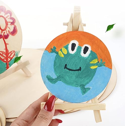 Miniatura 8 de Paquete de 60 círculos de madera de 4 pulgadas para manualidades, rondas de madera sin terminar para pintar, manualidades infantiles, quemar,