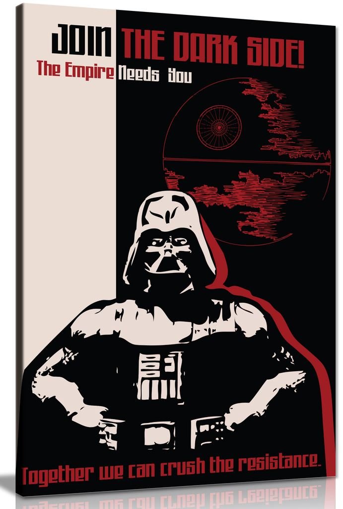 Panther Print Dark Star Wars Propaganda Join The Side Canvas Wall Art Picture Print (12X8in)