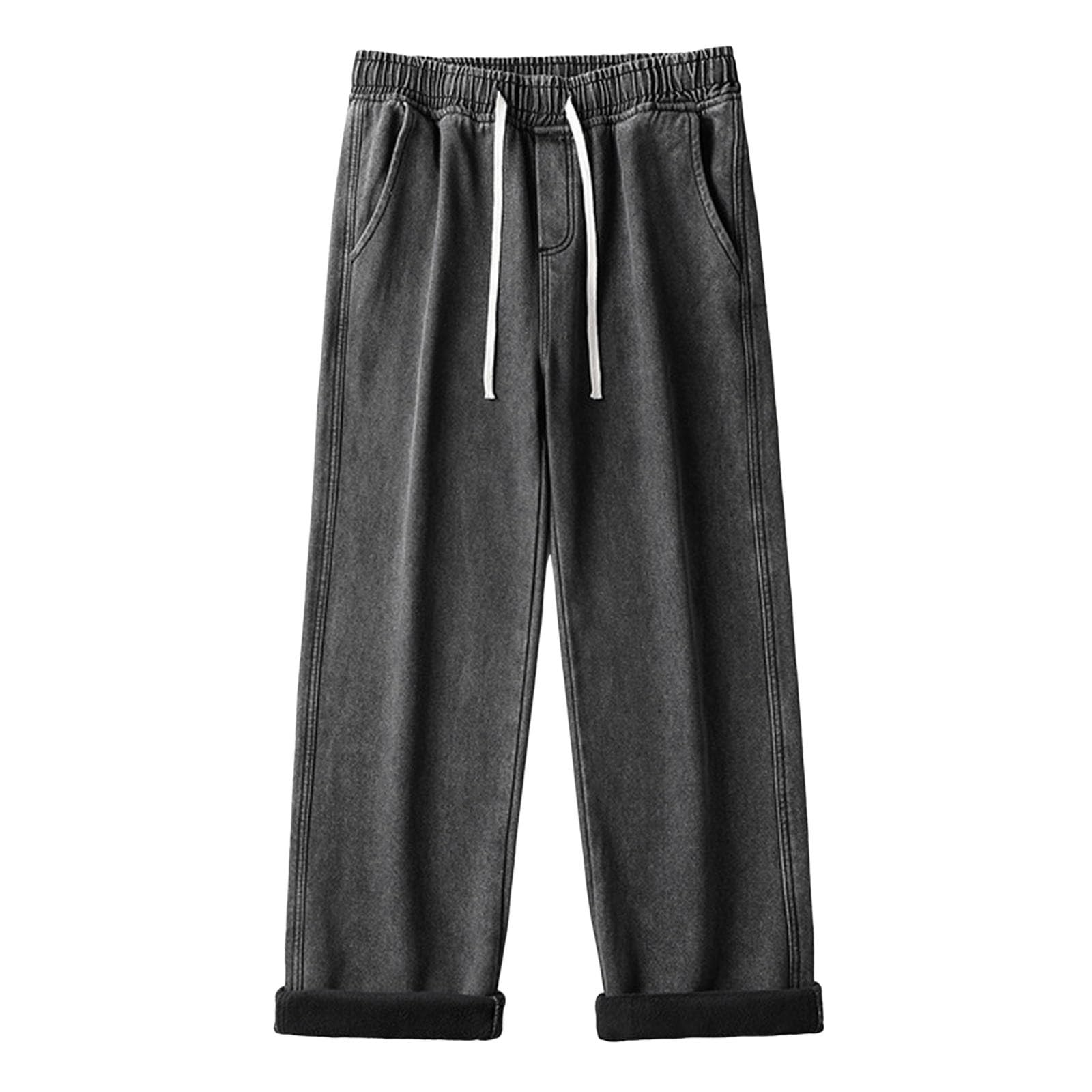 Jeans termici da uomo imbottiti, pantaloni termici imbottiti in pile, pantaloni invernali spessi, vestibilità larga, pantaloni lunghi per il tempo libero da uomo, pantaloni da lavoro caldi