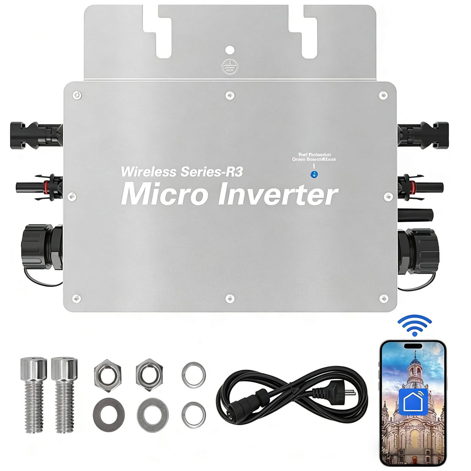 Microinversor Solar MPPT de 300W/350W/600W/700W/800W/1200W/1400W/1600W, convertidor inversor de conexión a Red Impermeable, identificación automática de CA para Paneles solares. 300W