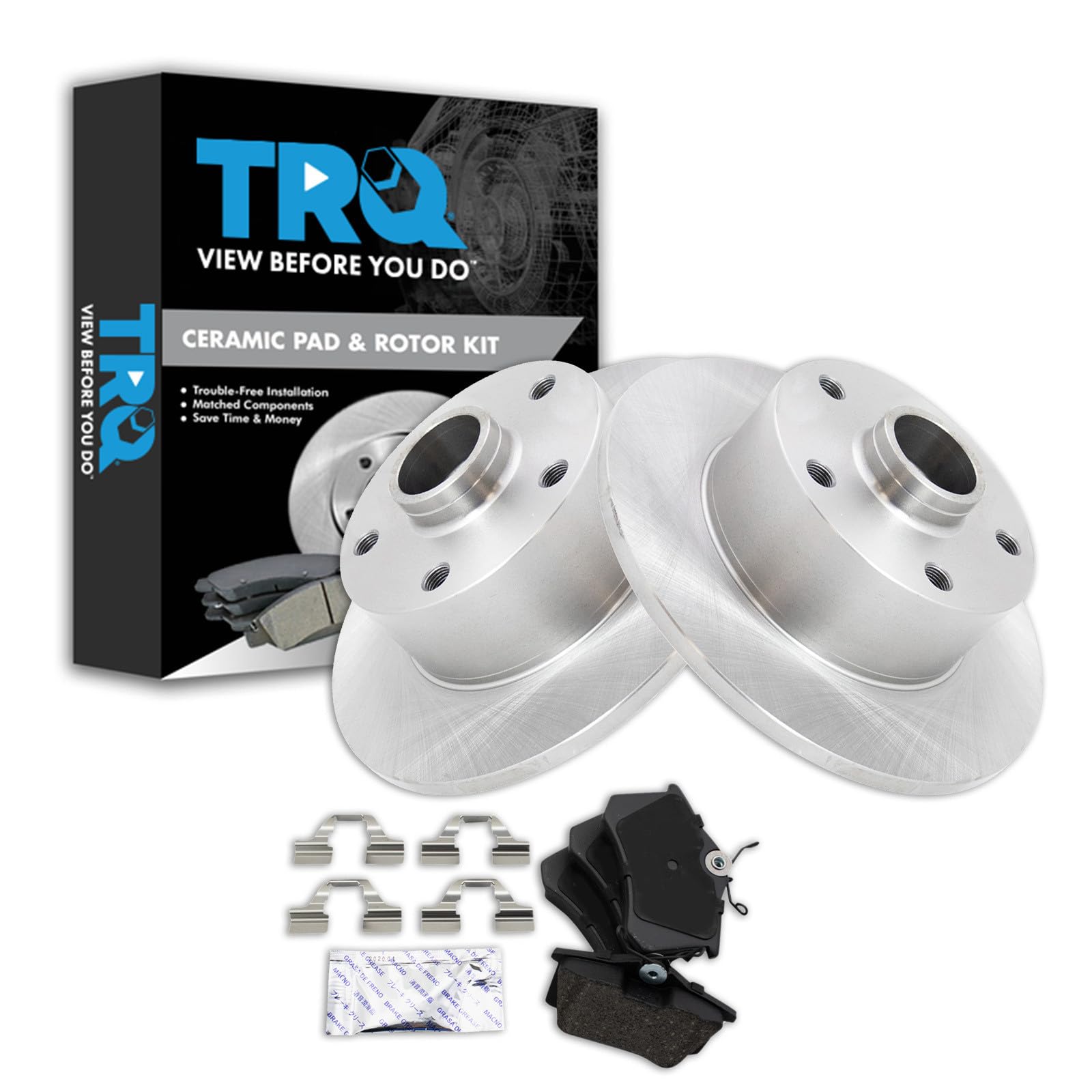 TRQ Rear Brake Pad and Rotor Set Ceramic Compatible with 1997-2001 Audi A4 2000-2001 A4 Quattro