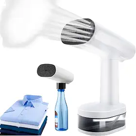 Vaporizador de roupas portáteis, Com adaptador para garrafa externa, Ajuste de três velocidades, Visor LED, Tanque de água de 370 ml, Com escova, Adequado para todos os tecidos de roupas (127 V)