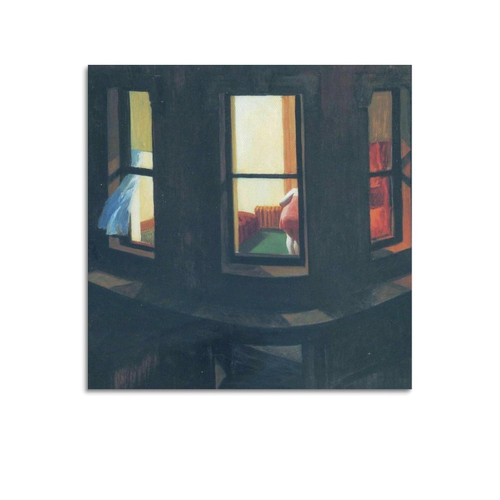 Kangzeng Unframe-Style Edward Hopper Painter Works (Night Windows) Art Posters Decorative Painting Canvas Wall Art Living Rooms Bedroom 16X16inch(40X40cm)