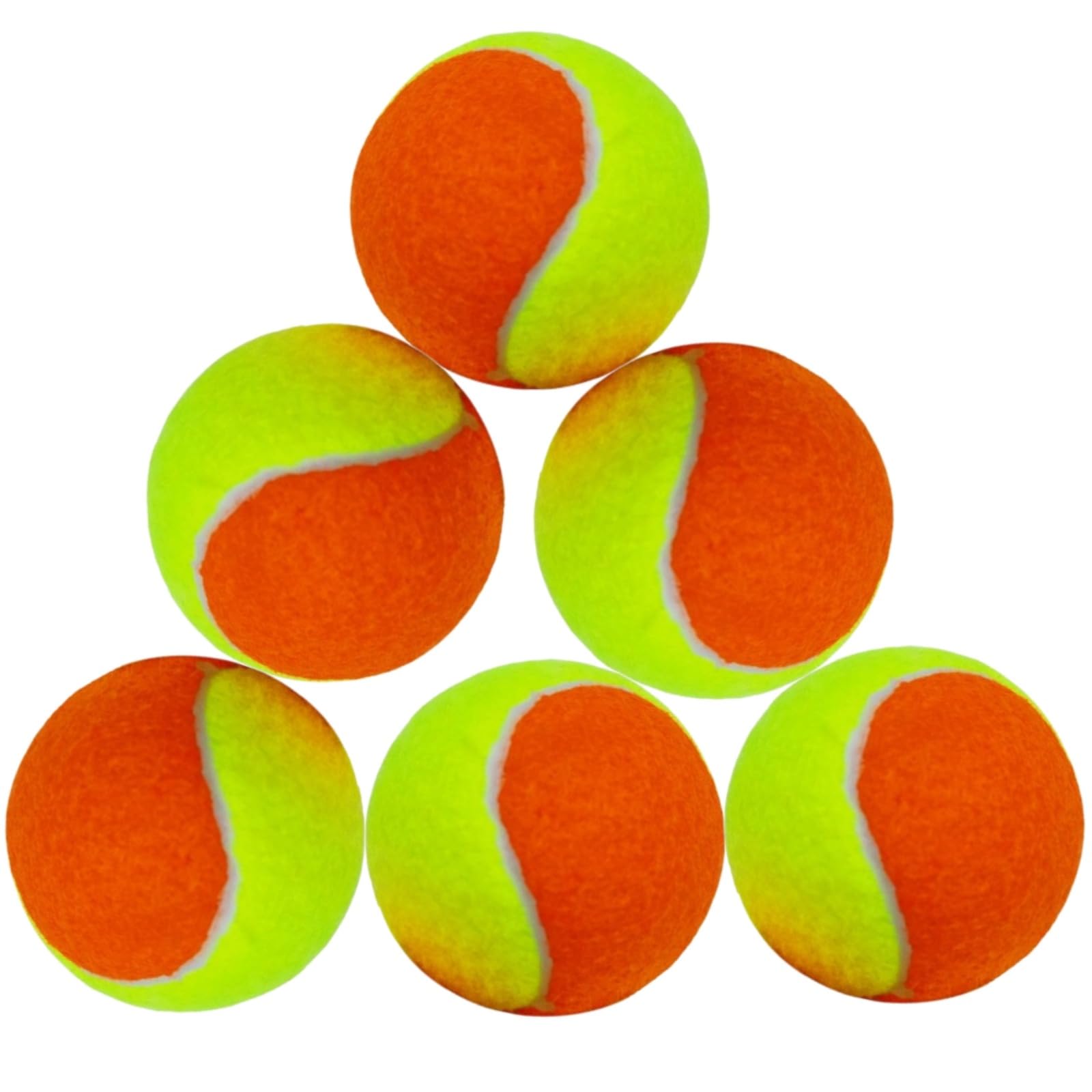 Lot de 6 balles de Tennis Bicolores à Forte élasticité, Noyau en Caoutchouc Neuf, 2,5 à 2,6 Pouces, Feutre résistant à l'usure, pour entraînement, Jeu, débutants, ou Animaux