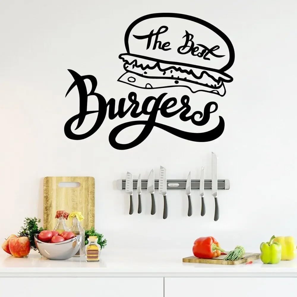 Burger Logo Window Sticker Hamburger Restaurant Sign Decal Hamburger Sign Fast Food Restaurant Window Sign 42X52CM