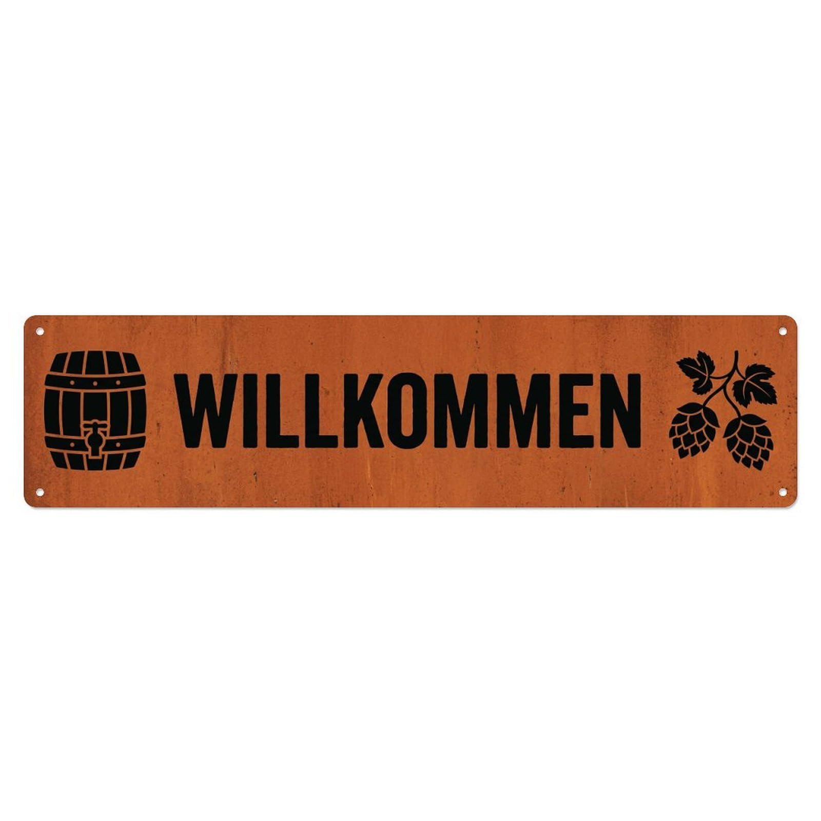 Rust Orange Industrial Brewery Taproom Welcome Metal Tin Sign Plaque Wall Decor for Cafe, Club Bar, Office, Home Garden Metal Poster 4x16Inch