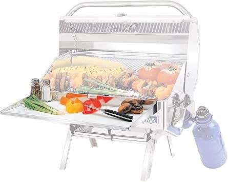 Magma Products A10-902 Stainless Steel Detachable Serving Shelf for Grill with Removable Plastic Cutting Board, Fits 9 x 18 Inch Cooking Grate Grills