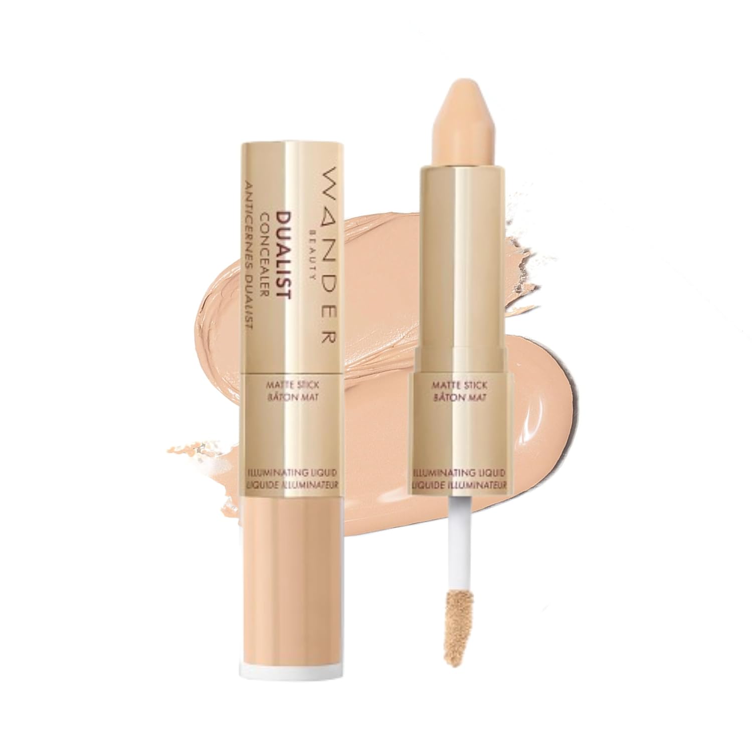 Wander Beauty Dualist Matte and Illuminating Concealer Makeup – Fair Light – Dual-Ended Matte Concealer Stick + Liquid Concealer – Full Coverage Concealer Brightens, Firms, & Hydrates – 0.28 fl oz