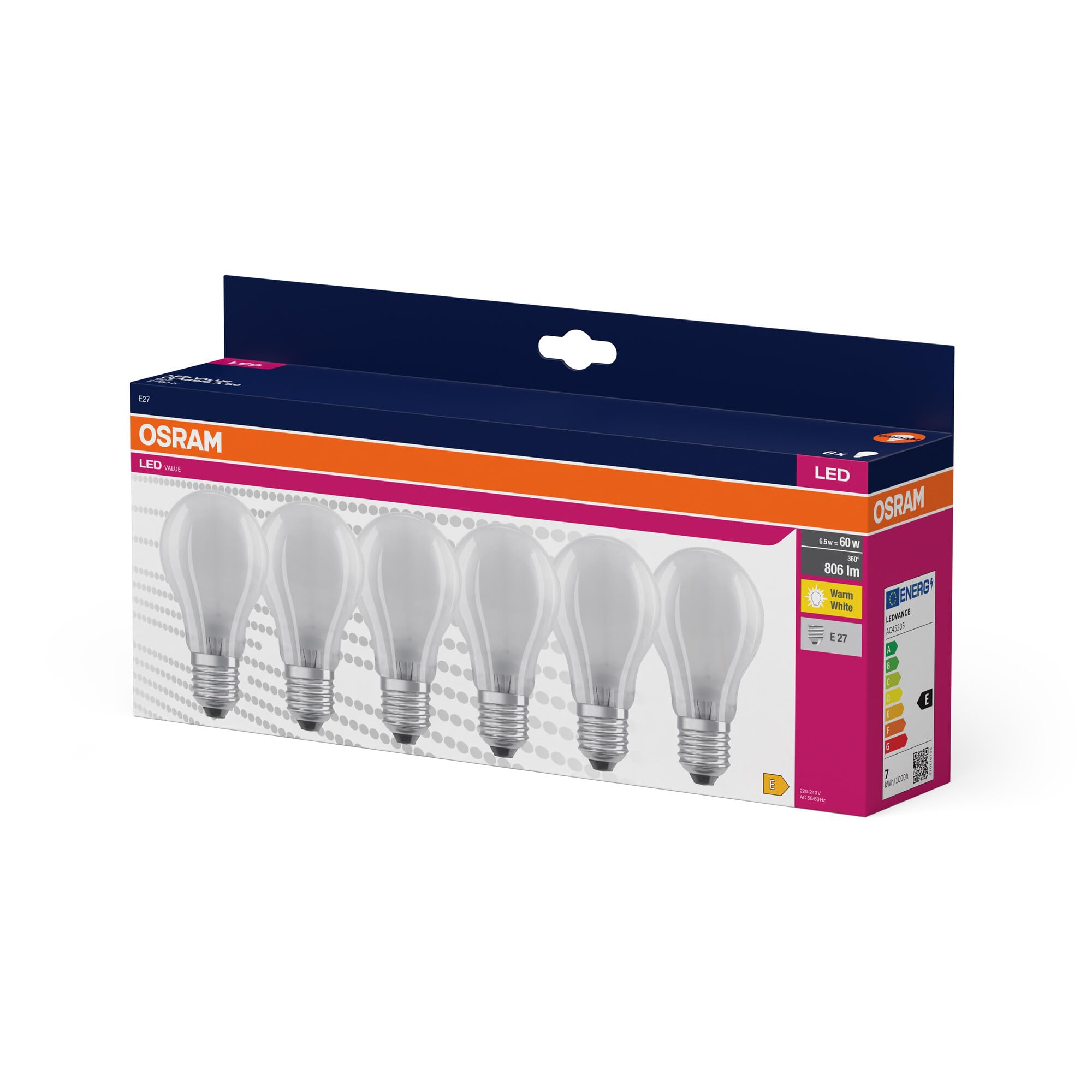 OSRAM LED Star VALUE A60, paquete de 60 bombillas, reemplaza bombillas | , LED Lamps, 60.00 Millimetres dia, , Paquete de 60