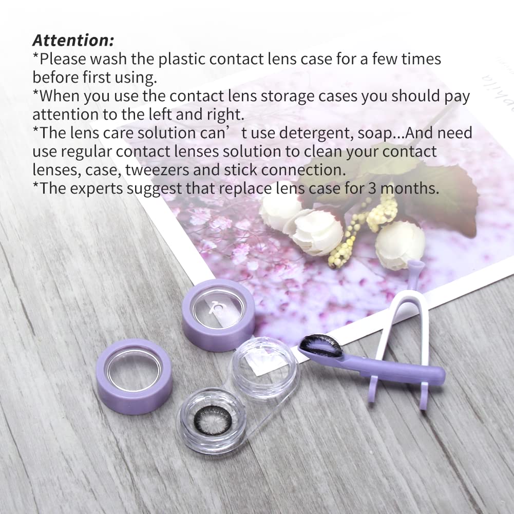 ofone Custodia per lenti a contatto Custodia per lenti a contatto Carina con pinzette, cestino portautensili portatile per contatti e contenitori per viaggi a casa (viola)