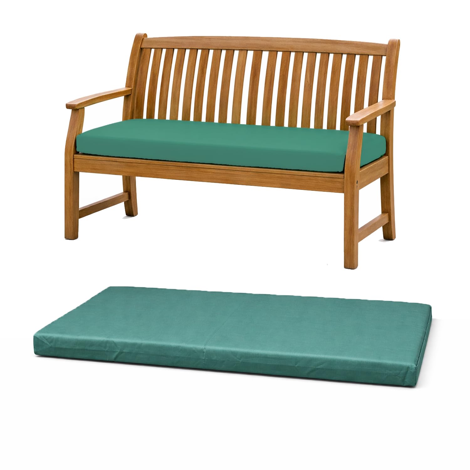 Brillars Comfy 2 Seater Garden Bench Cushion Waterproof Outdoor Seat Pad Removable Cover 108x45x5cm (Bottle Green) โ image 1