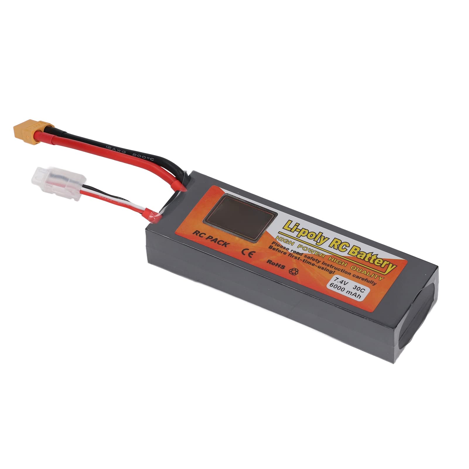 aqxreight Batteria Lipo 7.4V 6000mAh 30C 2S con Spina XT60 per Auto RC Droni Quadcopter FPV Batteria Lipo Ad Alta Potenza Compatibile con Losi Slash HPI Axial Racing