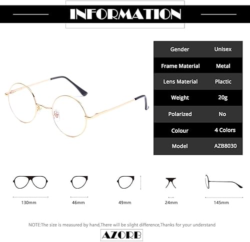Miniatura 6 de AZorb Lentes de bloqueo de luz azul para mujeres y hombres, lentes redondos retro con marco de metal (plateado)