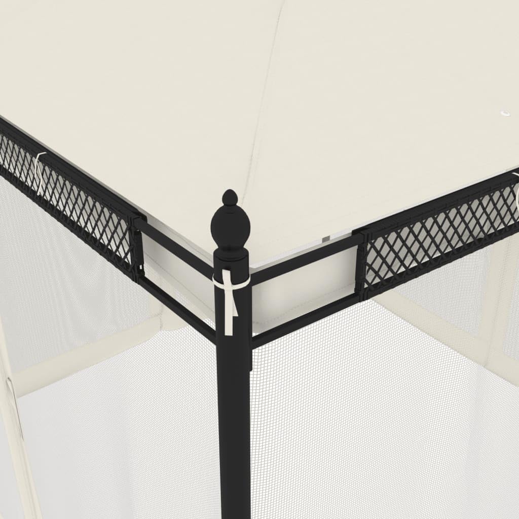 Altanka ze ściankami z siatki kremowej 2,93x2,93 M Stal | Wodoodporny poliester pochylony dach, ochrona przed owadami, przestrzeń domowa, do użytku na zewnątrz