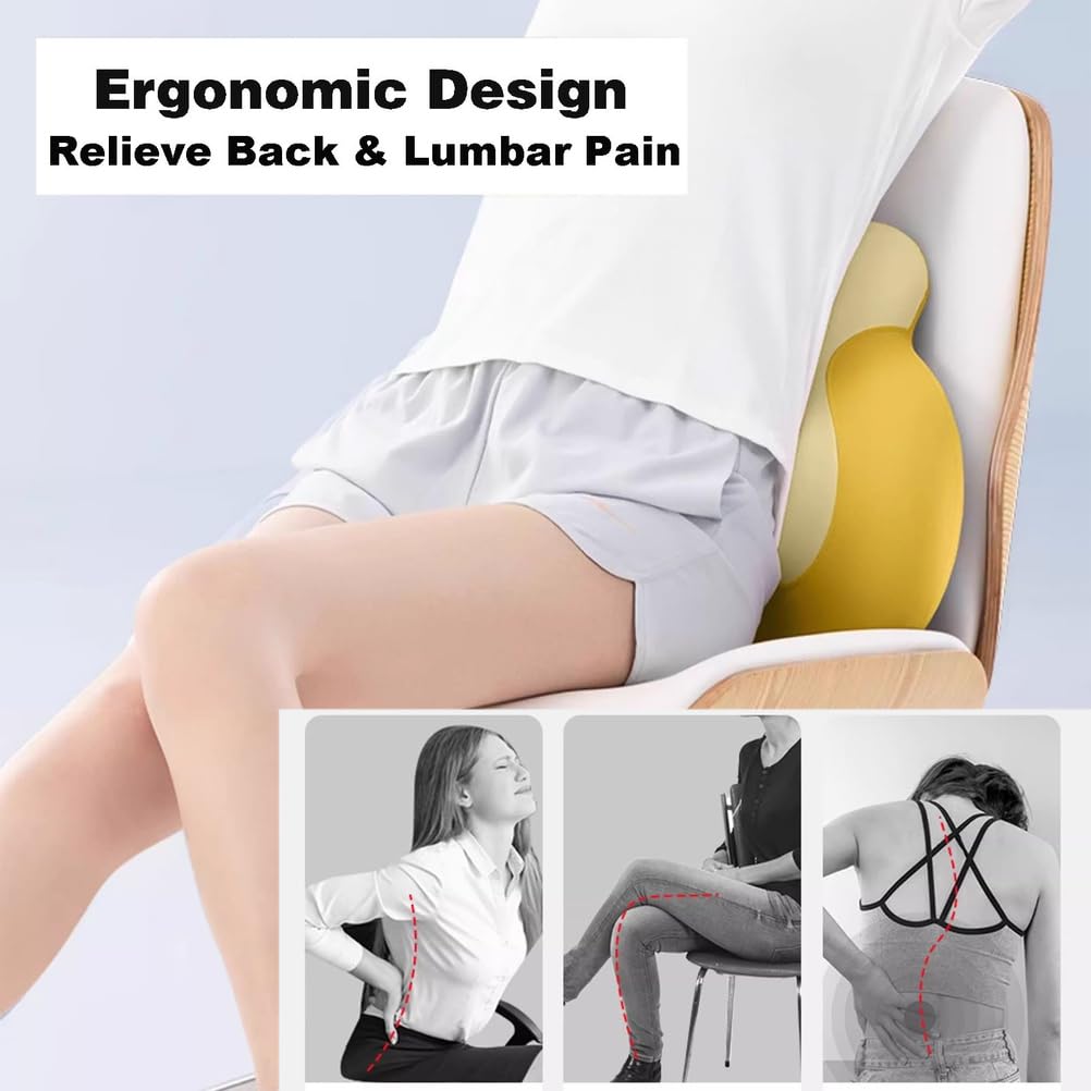 Almohada de Apoyo Lumbar for Silla de Oficina y Asientos de Coche, Respaldo ergonómico, cojín Trasero de Espuma viscoelástica con Funda Lavable(Gray)