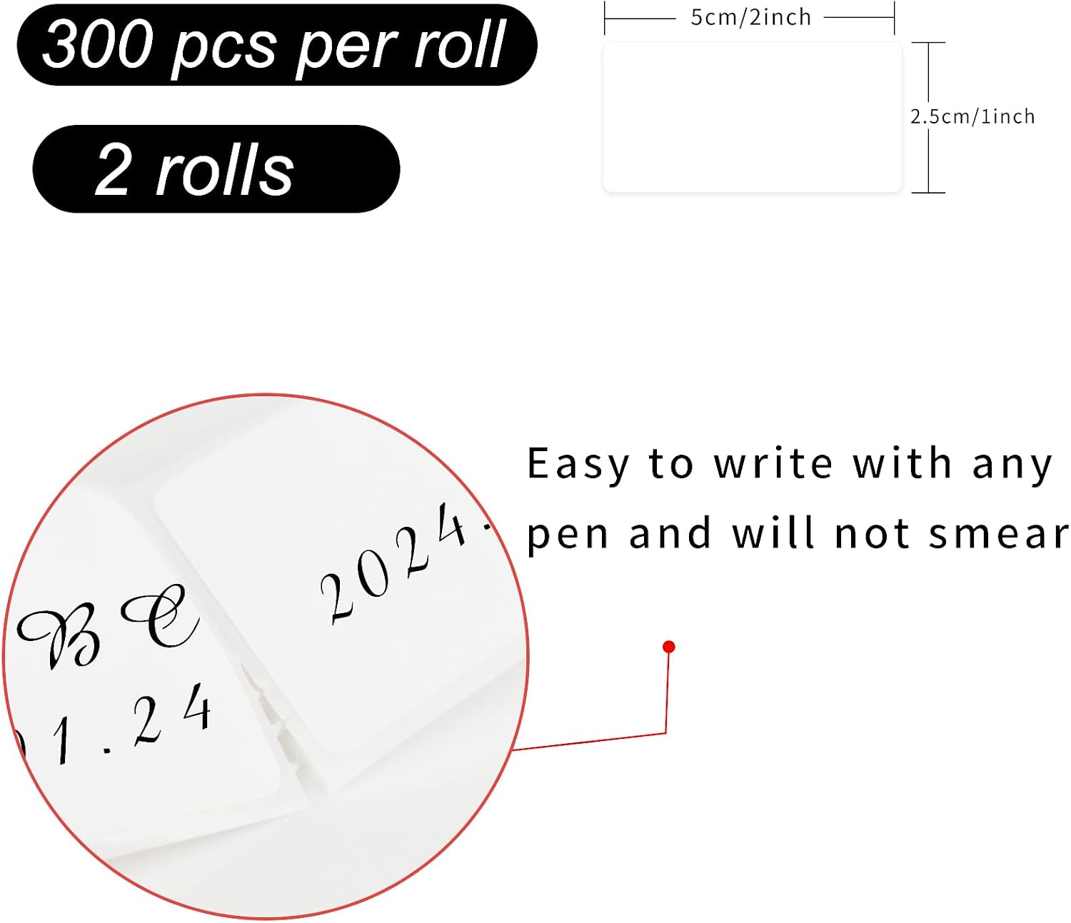 Removable Freezer Labels, Date Label 1x2 Inch Food Storage Stickers, Waterproof Oil Resistant Easy Clean Leaves no Residue 300 Total Per Roll,2 Rolls image 2