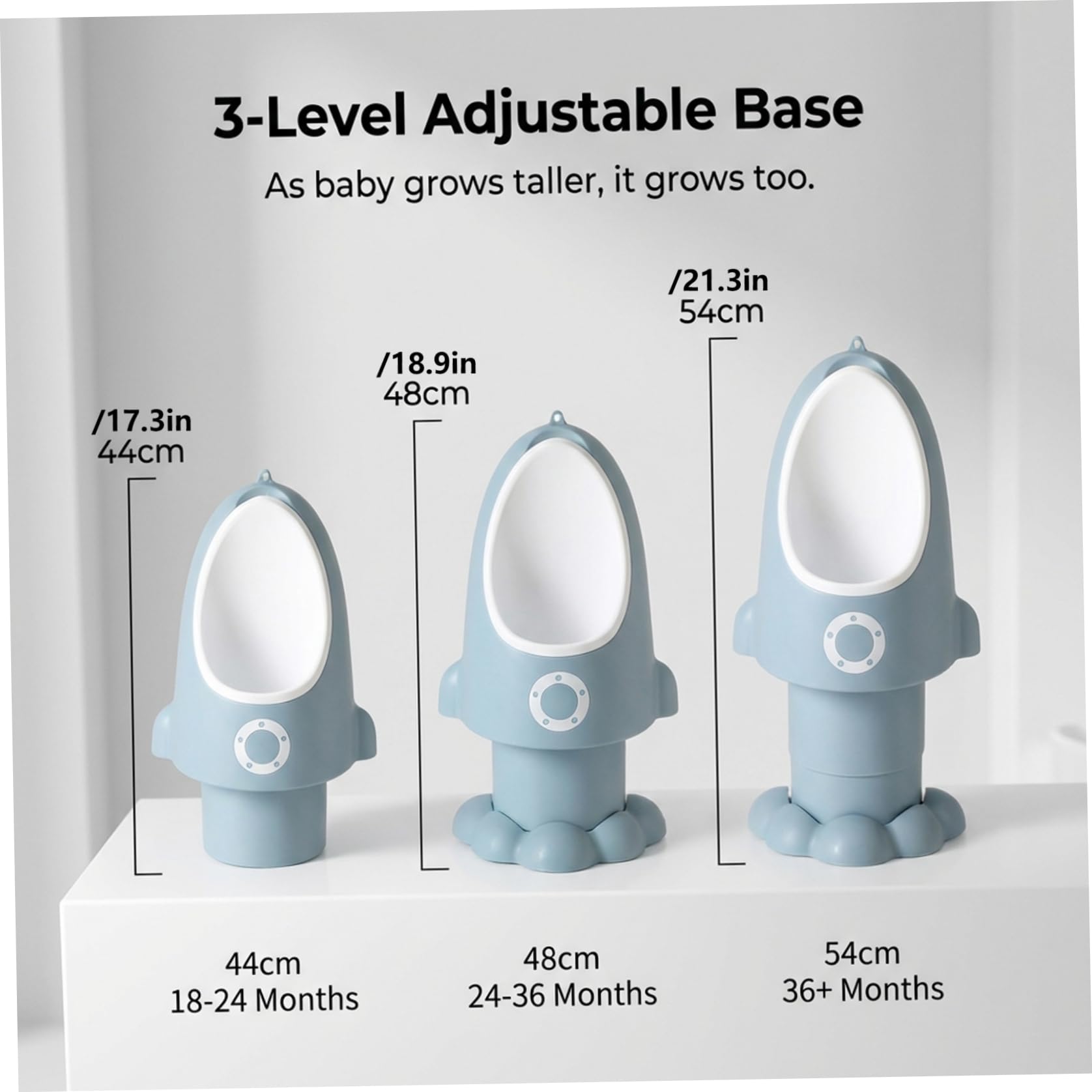 Kleinkind-Urinal, verstellbares, spritzwassergeschütztes Baby-Töpfchen mit lustiger Cartoon-Form zum Aufhängen/Stehen, leicht zu reinigendes Trainingstöpfchen für Jungen von 1–6 Jahren, Wathet