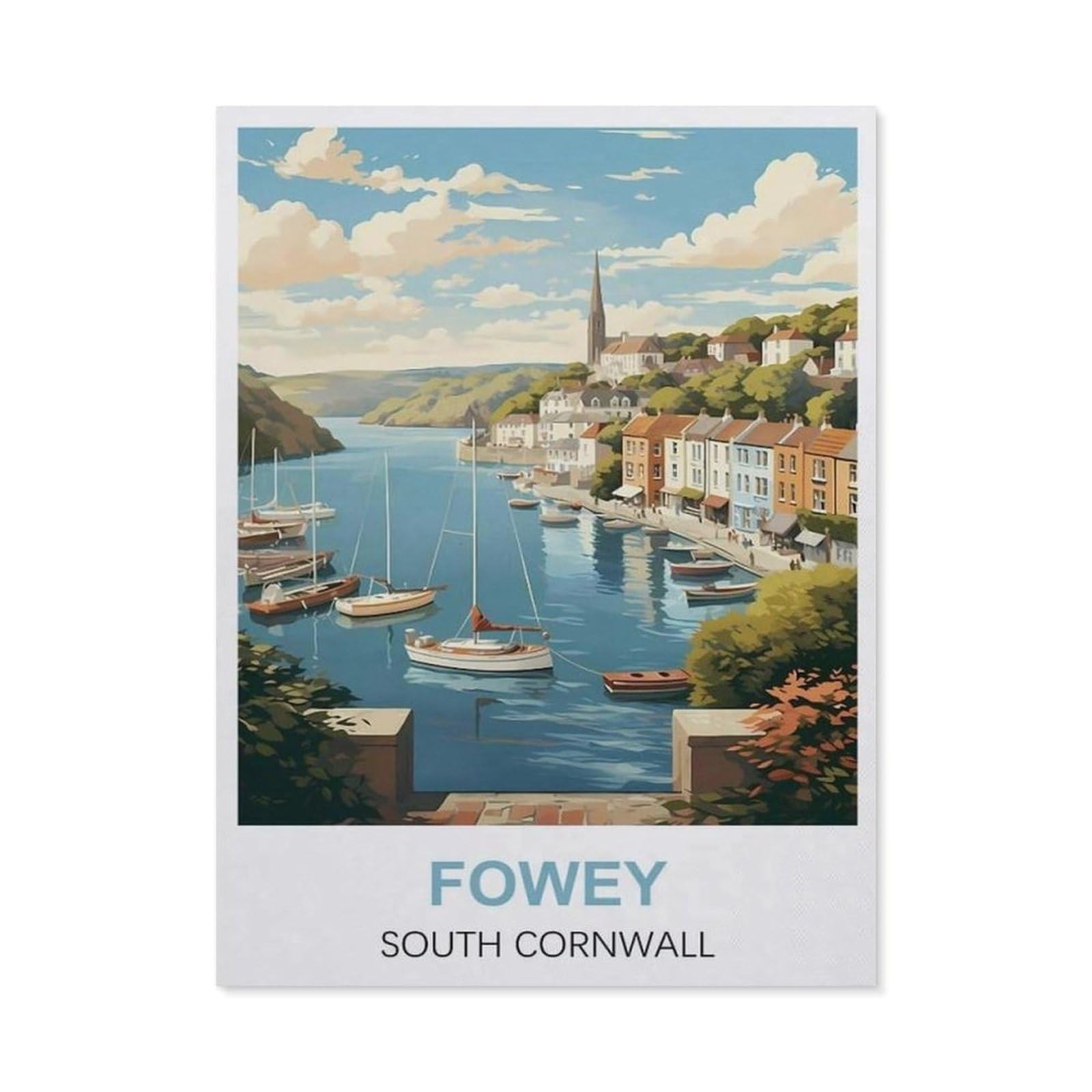 Funny Bathroom Wall Decor Signs，Fowey South Cornwall(15x30cm）