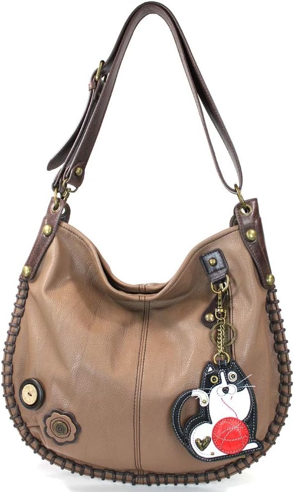 CHALA Purse Handbag Hobo Cross Body Convertible Grey Bag (baseball)