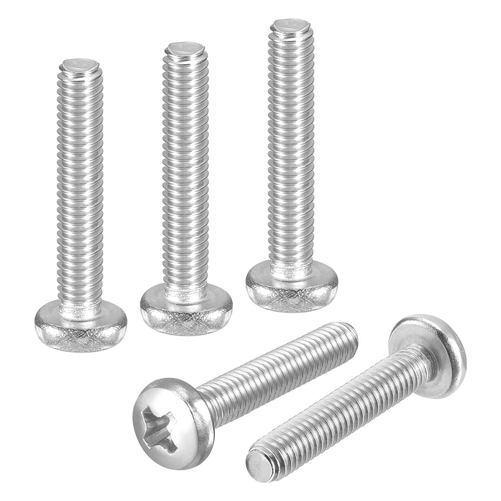 DTGN M4-0.7x22 Pan Head Machine Screws - 60pcs - Good for Machinery - 304 Stainless Steel Phillips Machine Screws Bolts - Silver