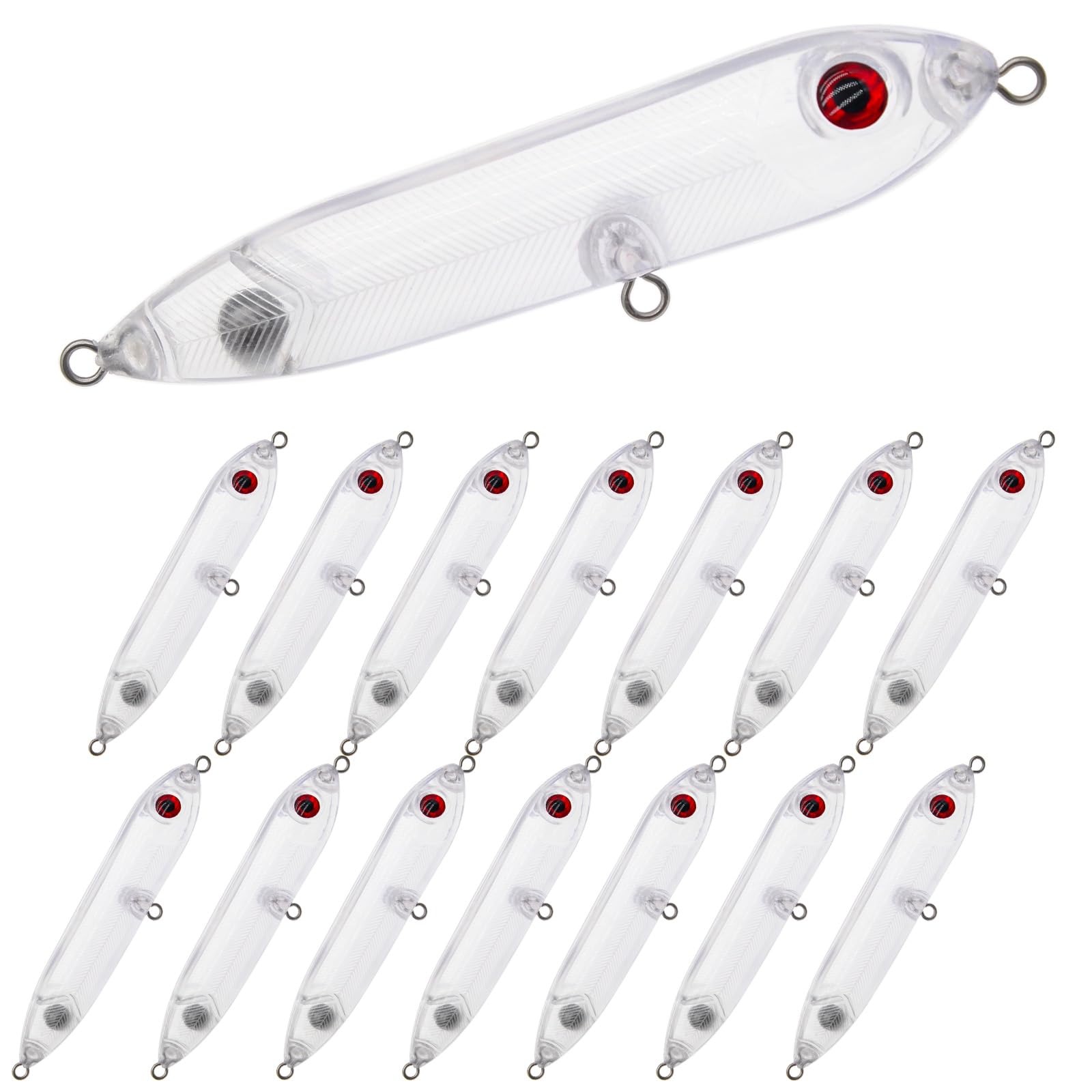 Aollerfilery 15PCS Fishing Blanks Lures Kit - DIY Topwater Swimbait & Crankbait Set for Bass, Salmon, Trout - Ideal for Saltwater Freshwater Fishing,Transparent Unpainted Bait Blanks