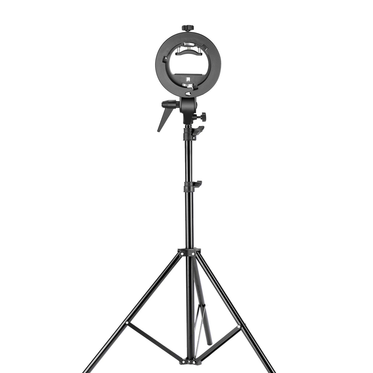 eWINNERStudio Photography S-Type Speedlite Bracket Holder Kit w/Bowens Mount &79 in/200 cm Adjustable Light Stand for Canon Nikon Yongnuo Speedlite Flash Snoot Softbox Beauty Dish Reflector Umbrella