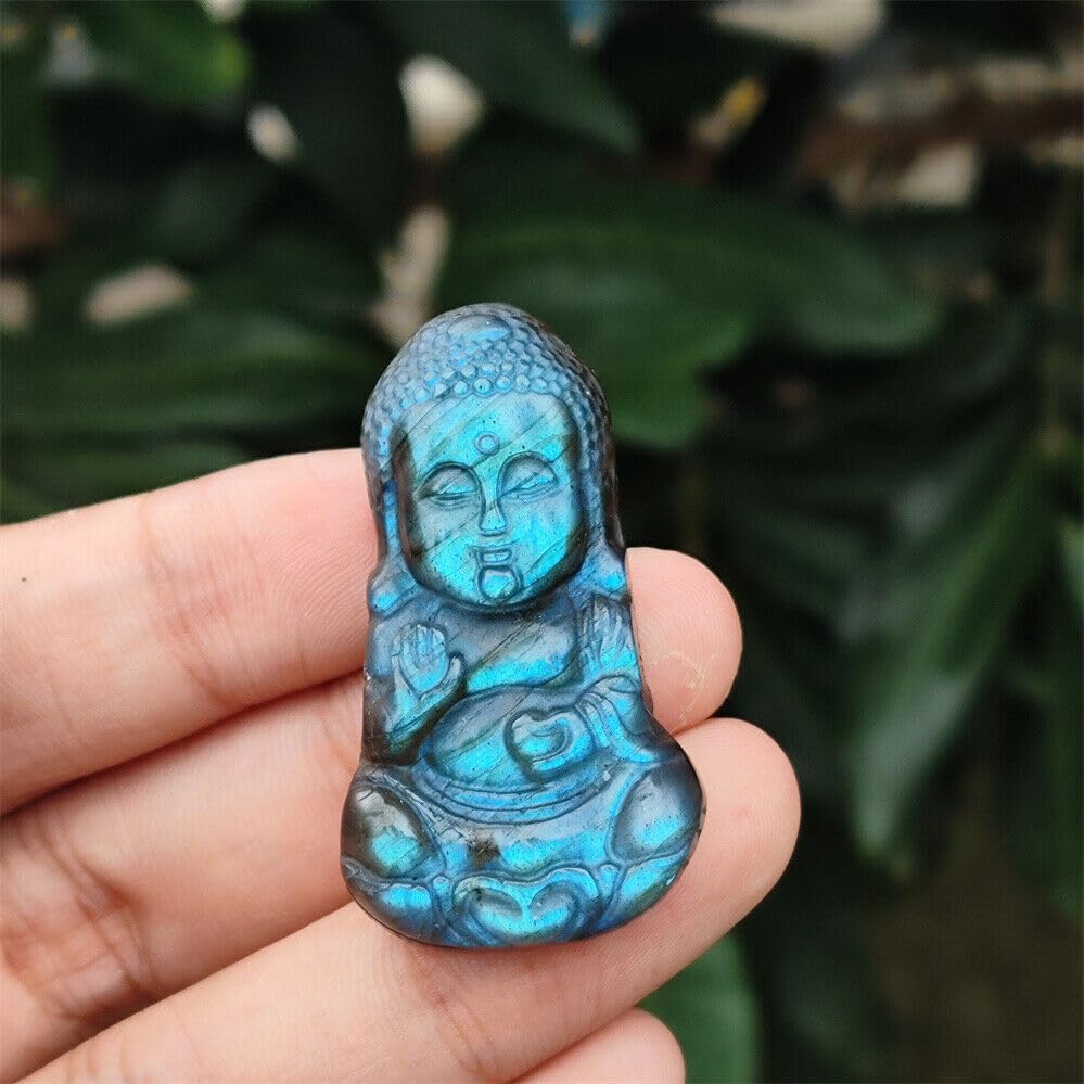 Miniatura 5 de TEAMWILL Labradorita natural tallada Buda cuarzo cristal cráneo gema curación 1pc