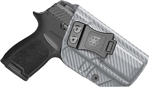Funda Sig P320 IWB KYDEX para Sig Sauer P320 CarryCompact & M18 Pistola, cintura interior oculta, inclinación ajustable y retención 'Posi-Click',