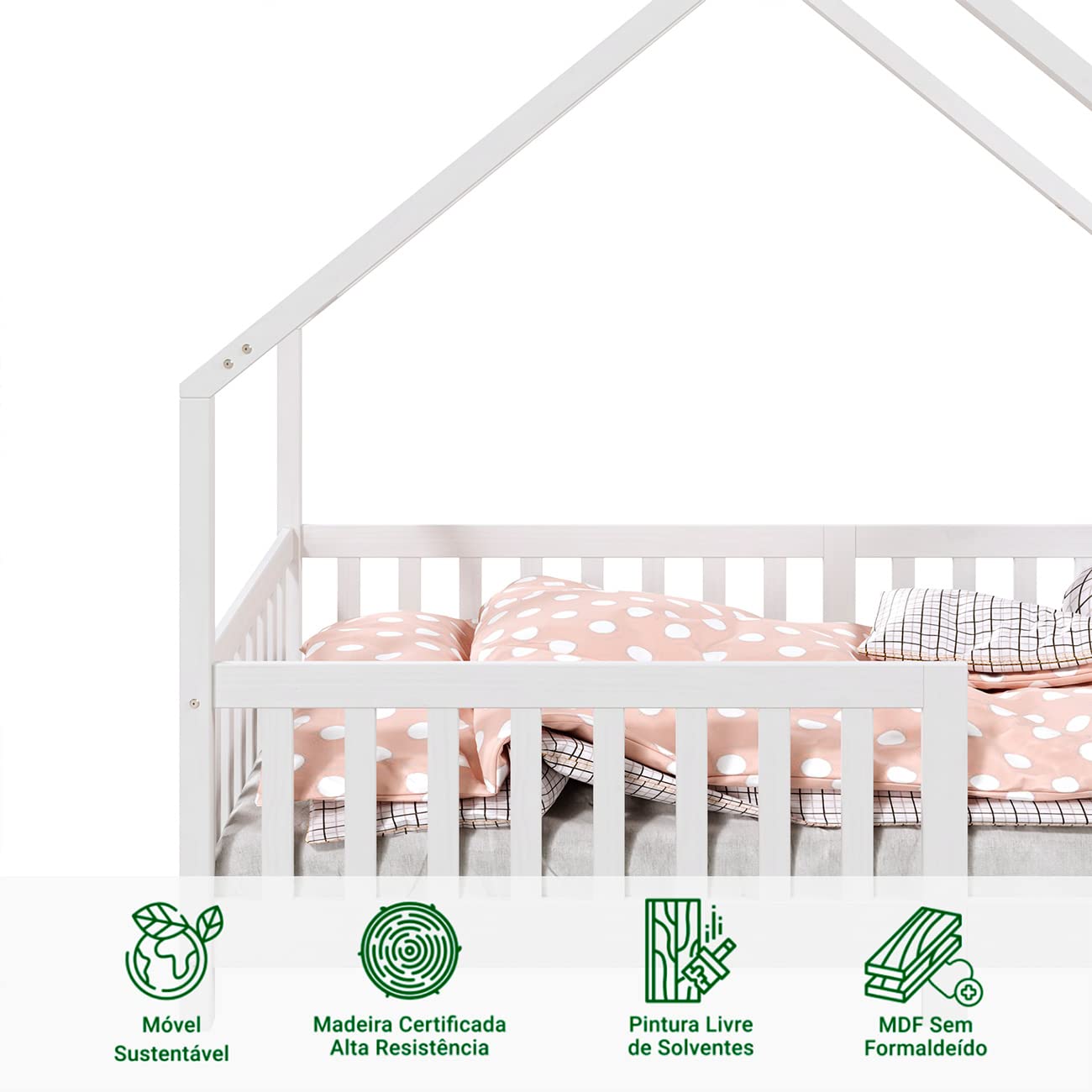 IDIMEX Lit cabane CORA lit Enfant Simple Montessori asymétrique en Bois 90 x 190 cm en pin Massif lasuré Blanc