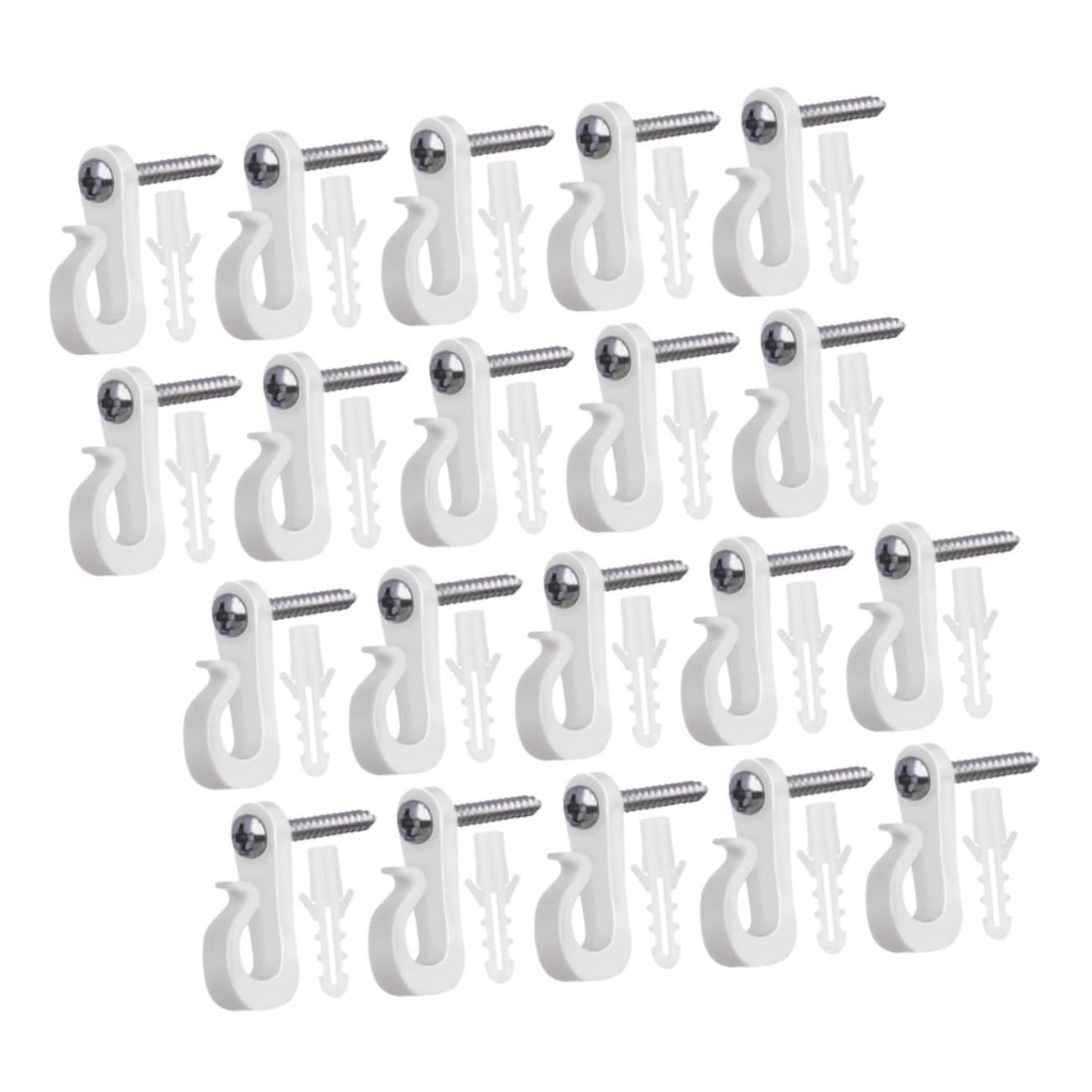 MUCKLILY 20set String Light Hooks for Outdoor Use Clips for Hanging Plants Fairy Lights and Wind Chimes Easy Installation Screw Hooks Expansion Tubes for Versatile Decorating Options