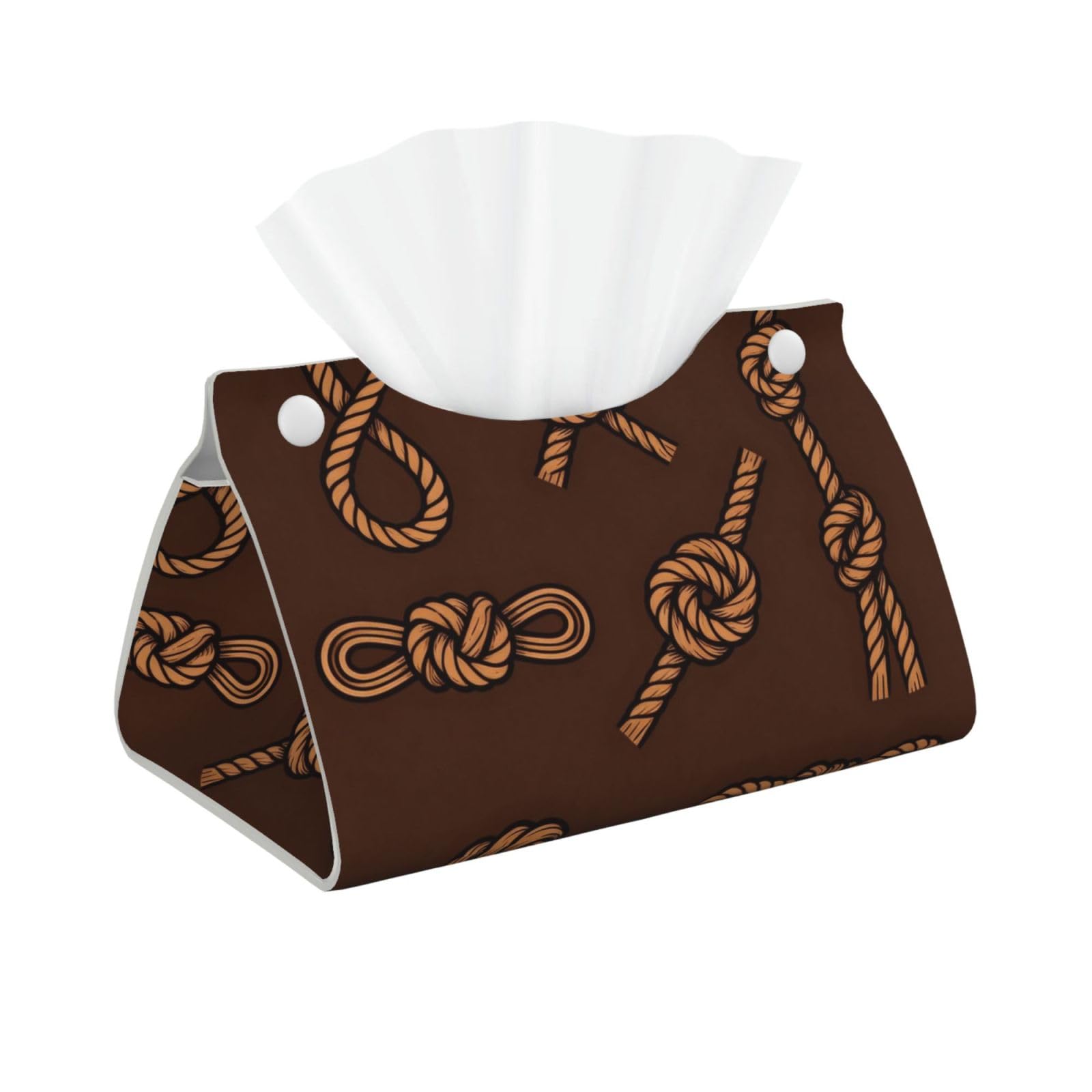 Sailor Knot Pattern Long Leather Tissue Box Cover-Waterproof PU Leather Tissue Holder for Bathroom, Decorative Rectangular Tissue Case