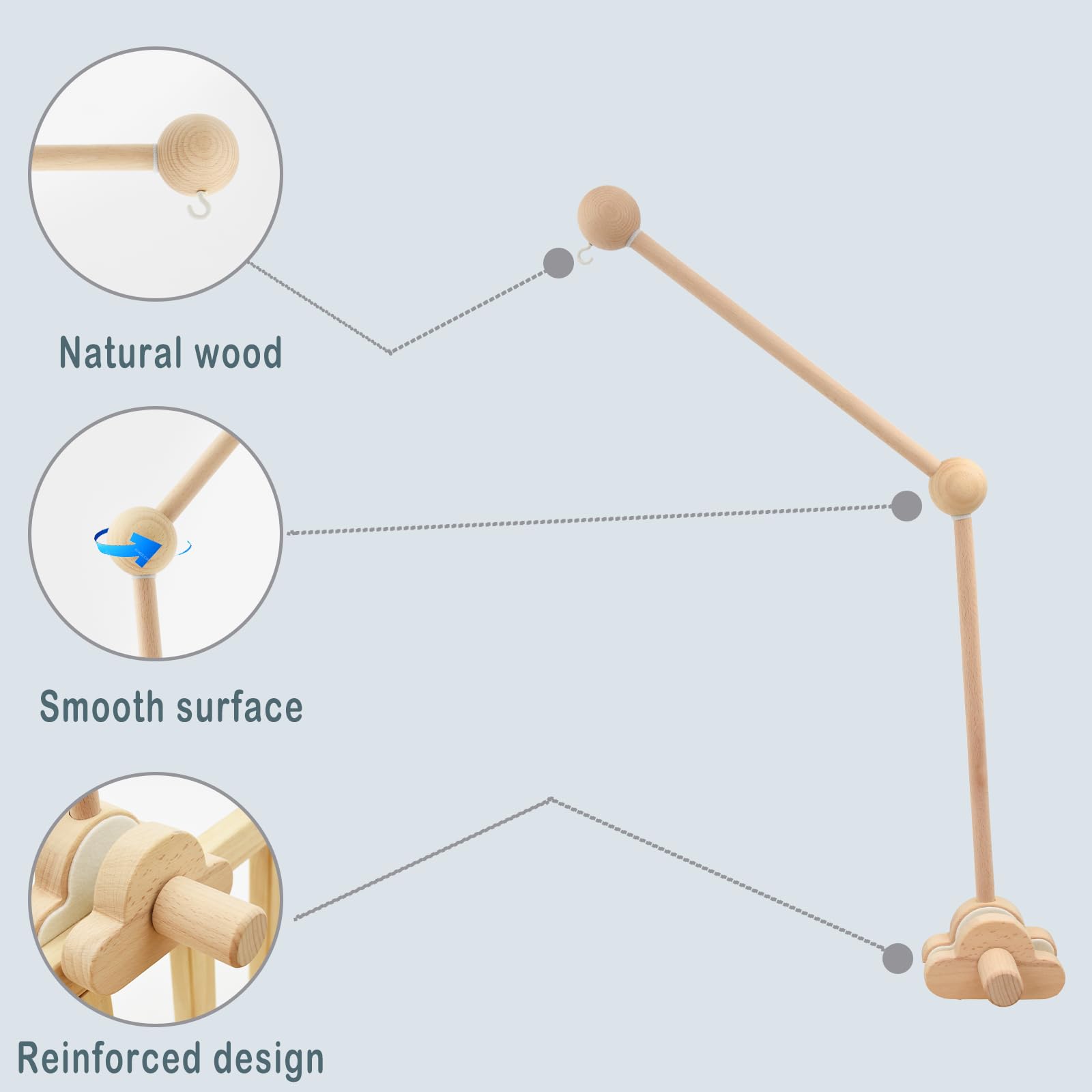 Baby mobiele houder luiertafel, houder mobiel babybed, verstelbare houder mobiel hout, babymobielhouder, luiertafel voor ophanging, muziekdoos, windgong, bedbel Baby mobiele houder luiertafel, houder mobiel babybed, verstelbare houder mobiel hout, babymobielhouder, luiertafel voor ophanging, muziekdoos, windgong, bedbel