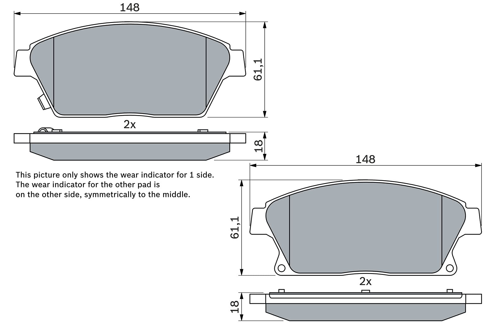 Pastiglie Freni Bosch BP1356 Per Asse Anteriore - Set Da 4, Senza Rame