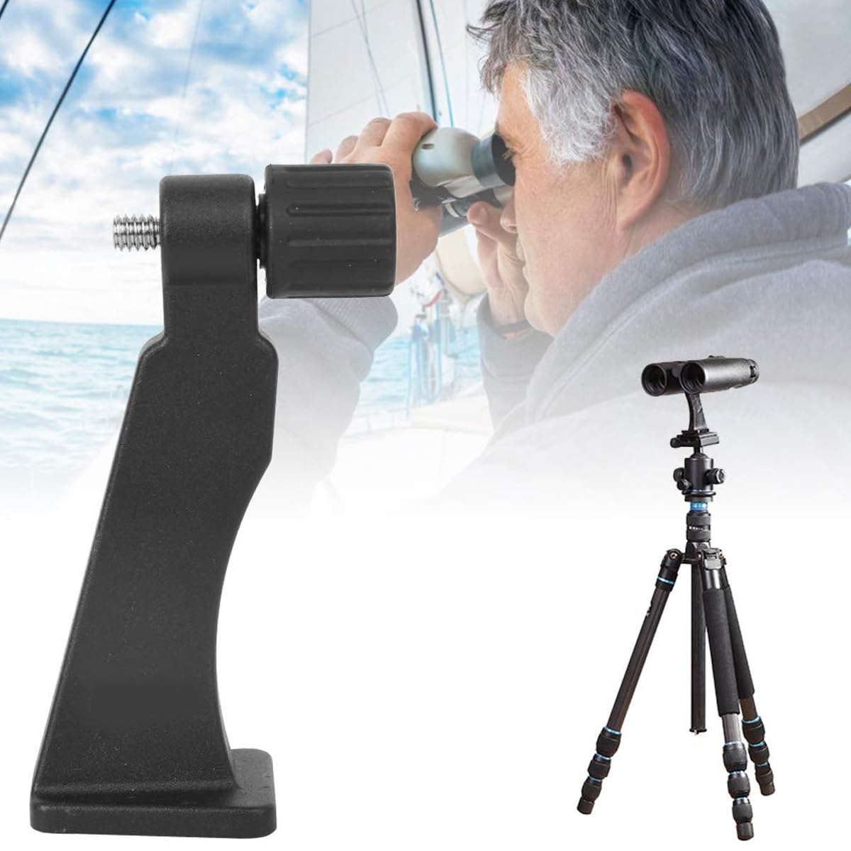 Adaptateur pour trépied de jumelles avec filetage 1/4 pouce – Métal, noir pour télescope et jumelles