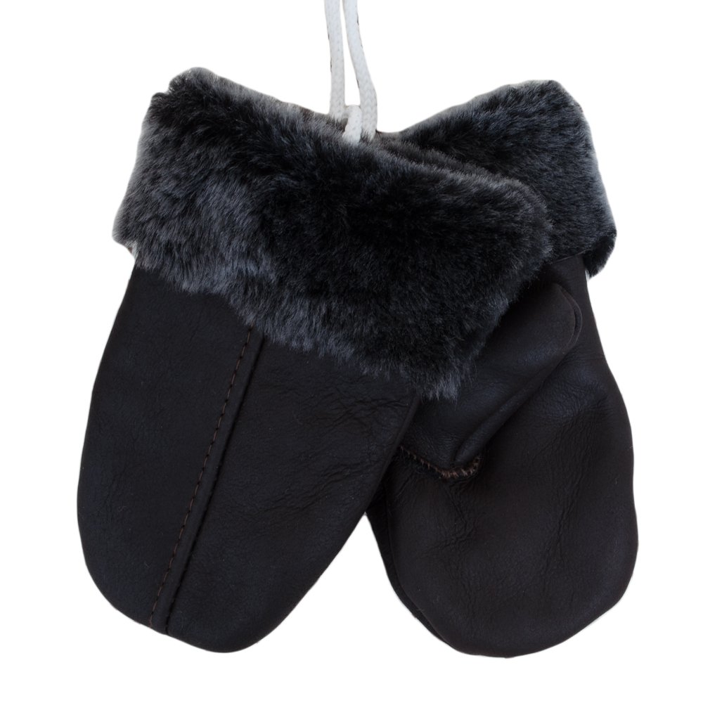 SamWo Children's Gloves made of genuine lamb's wool, Cosily Warm Natural Product, for Children aged 2-4 years – Color: Black/Grey