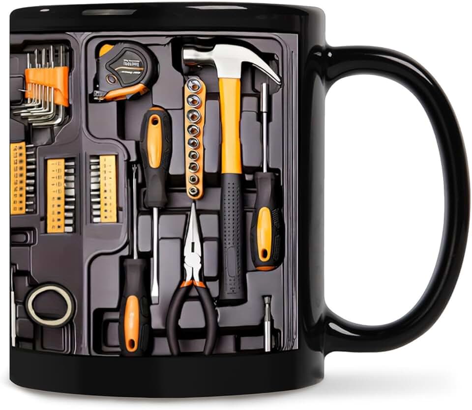 Caneca de café 2026 New Mechanic's Toolbox - Copo estilo caixa de ferramentas criativa de 325 ml, presente para pai, marido, amantes de automóveis, aniversário, Natal, Ação de Graças