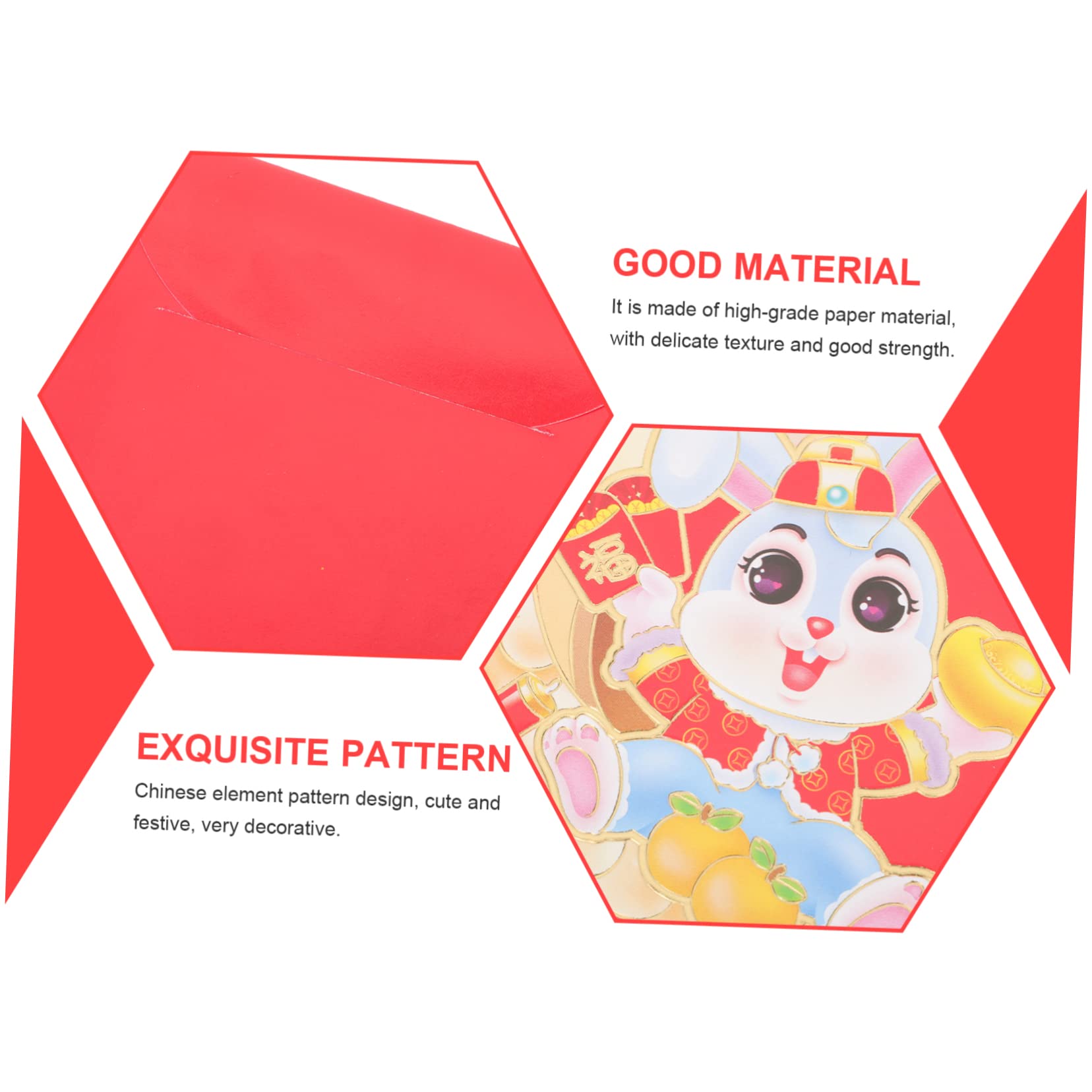 SHINEOFI 5 Juegos 2023 Sobres Rojos De Año Nuevo Sobres De Dragón Rojo Decoraciones De Año Tarjeta De Año 5x7 Bolsillo De Dinero Rojo Paquetes Rojos De Dibujos Animados Papel 54 Piezas X 5