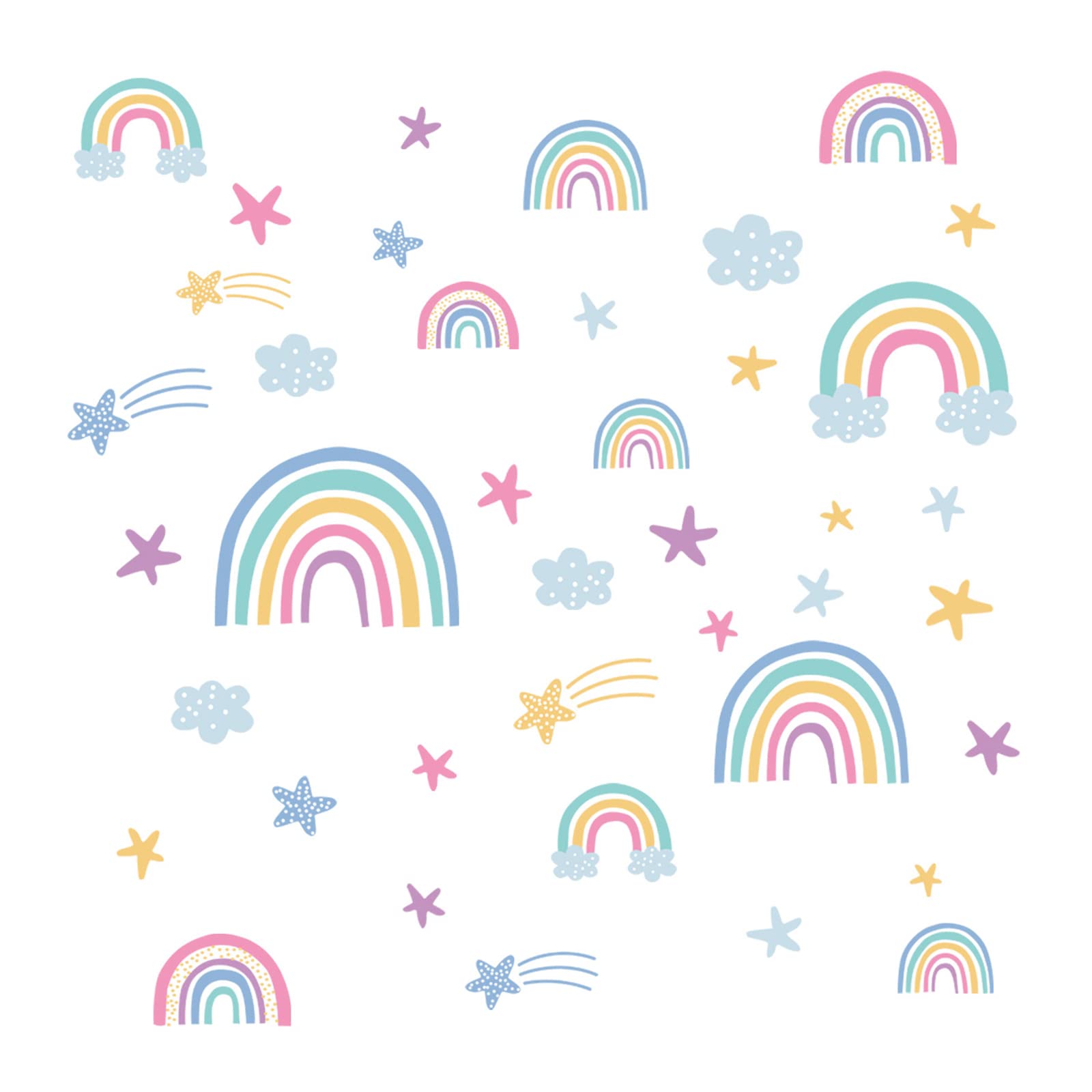 Rainbow Cloud Star Fluorescence Sticker 1 Set Glowing Decal for Children Girl Boy Bedroom Living Room Decor Fluorescence Sticker