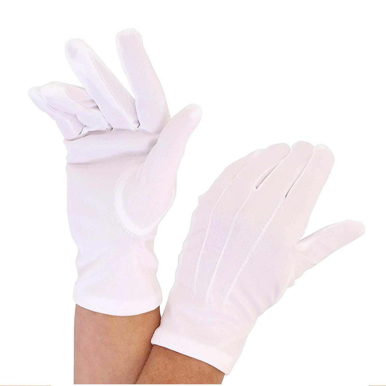 2 pair CHILDS WHITE GLOVES FANCY DRESS WITH 3 SEWN IN LINES COSTUME IDEAL FOR MAGICIANS SANTA ACCESSORY KIDS