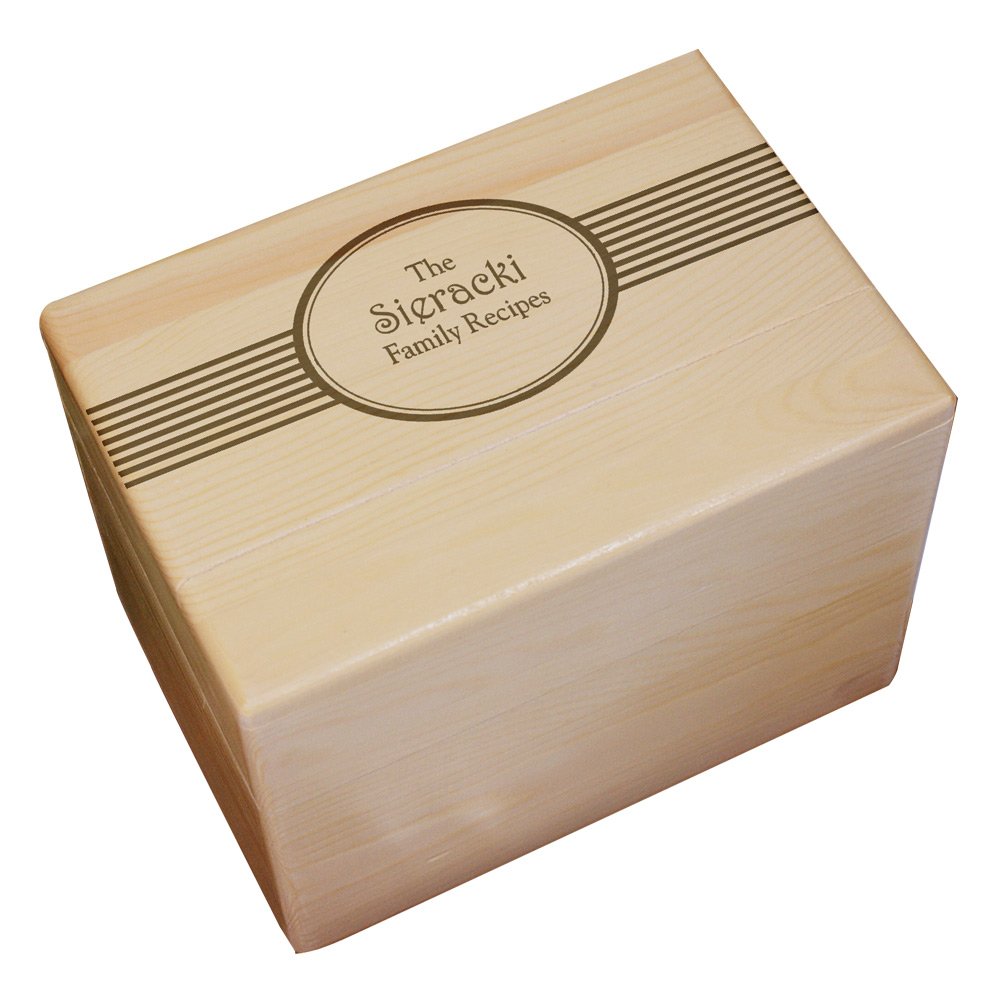 GiftsForYouNow Engraved Family Recipes Personalized Recipe Box