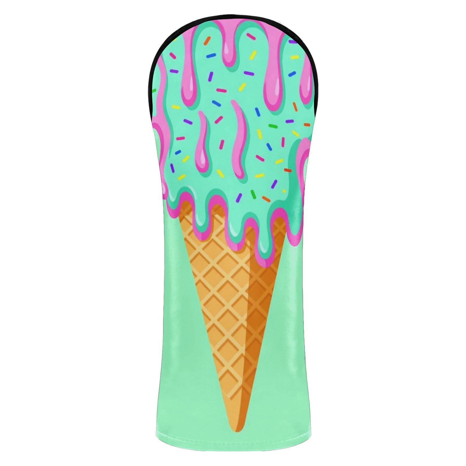 Golfschläger-Abdeckungs-Set, Sommer-Eiscreme, PU-Leder, mit Nummernschildern, Golf-Geschenke für Männer